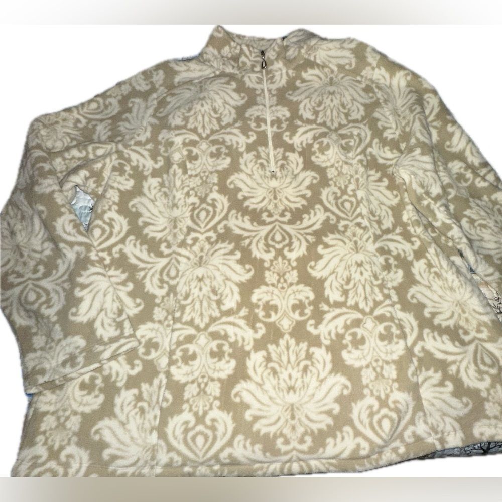 NEW No Tag SZ L Susan Graver Weekend Printed Polar Fleece Long Sleeve Pullover!